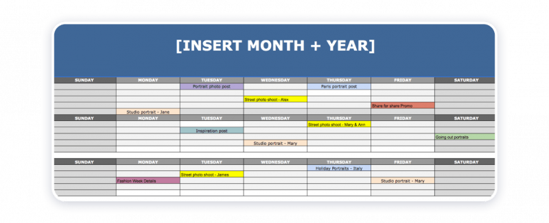  Instagram content plan example