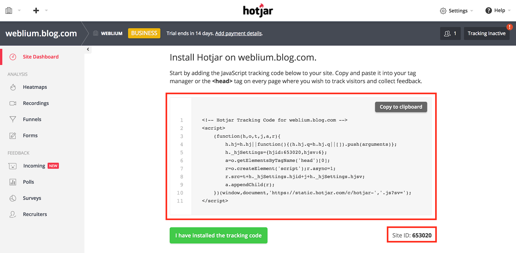 Integrate HotJar with your Weblium website