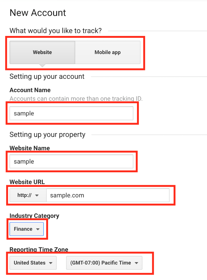 Set up account on Google Analytics