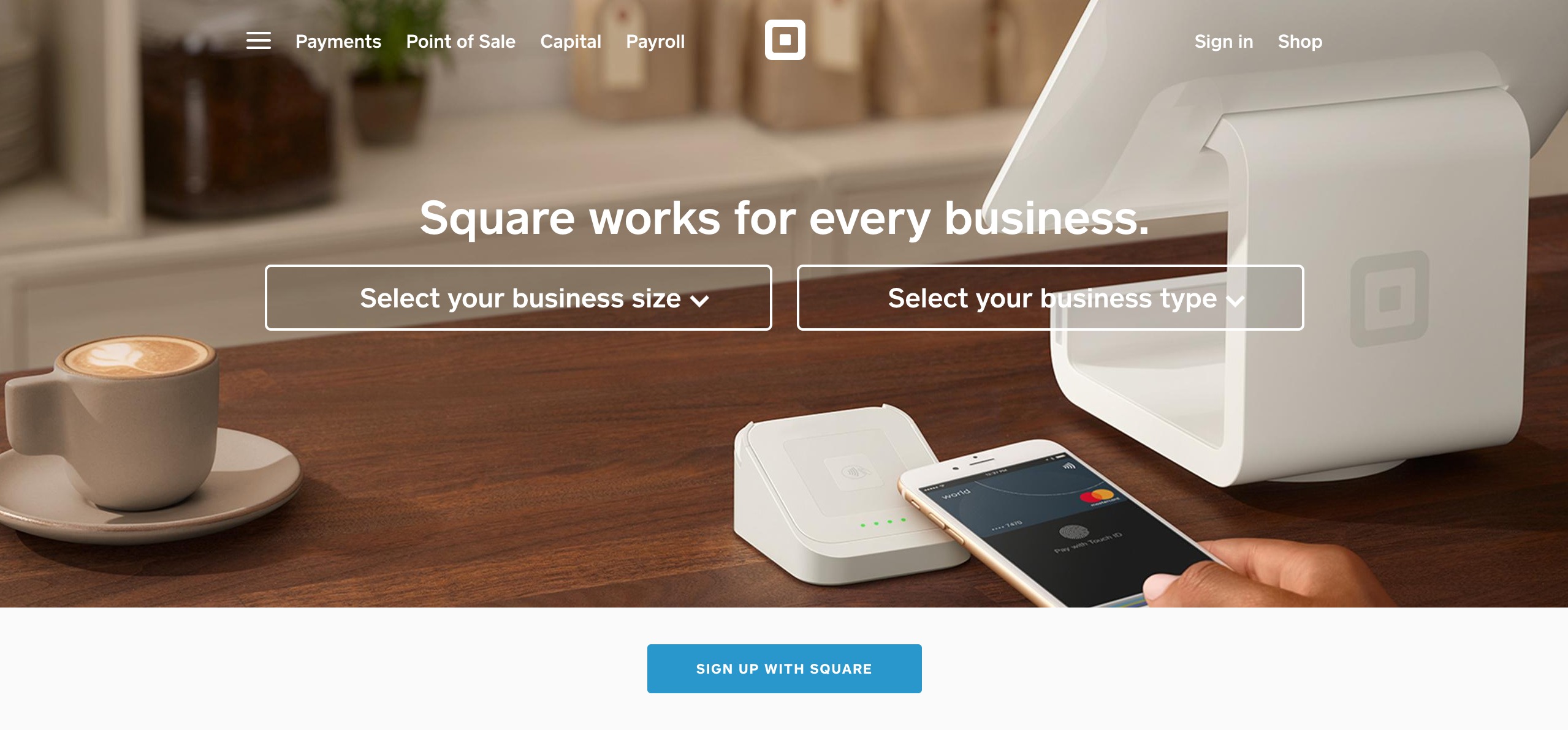 startup website design - Squareup