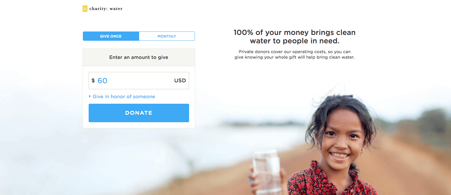 The correct donation page - nonprofit website 