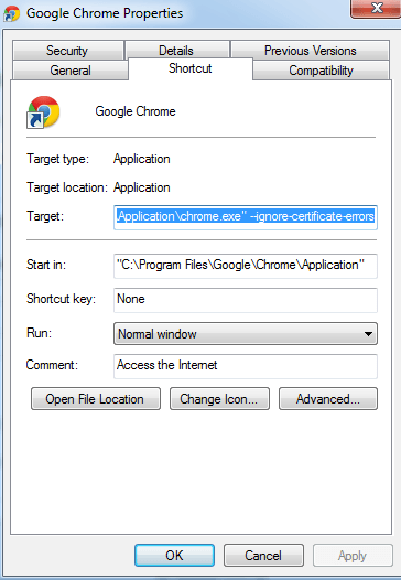 chrome exe application error