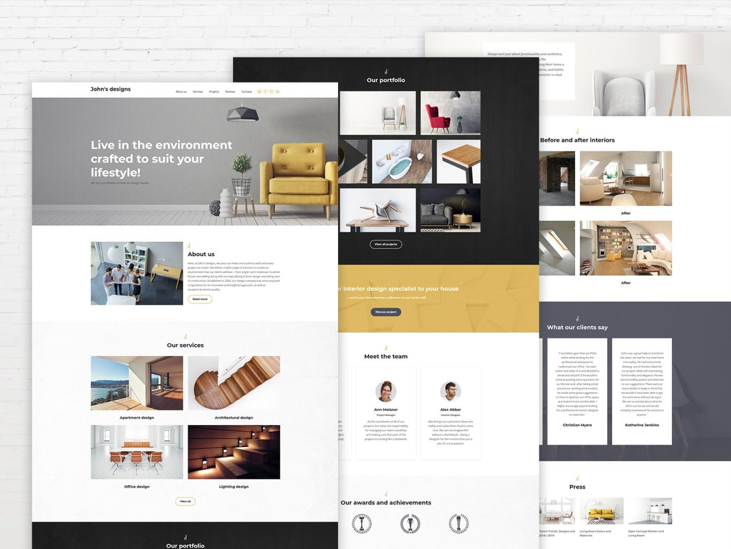 interior design website template - weblium blog