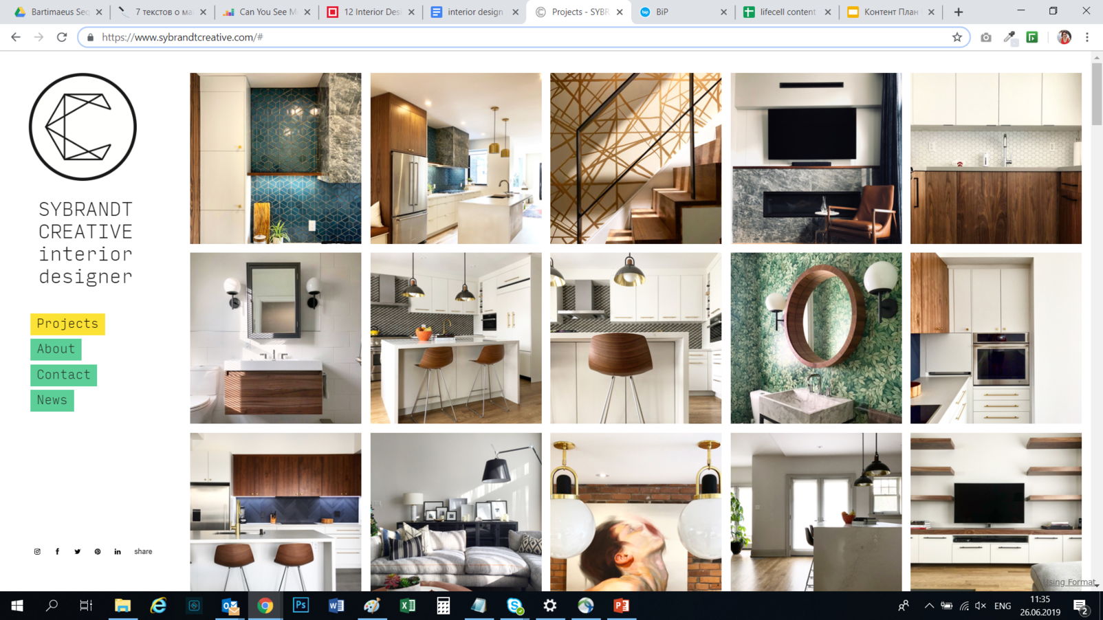 Sybrandt Creative interior designer website - weblium