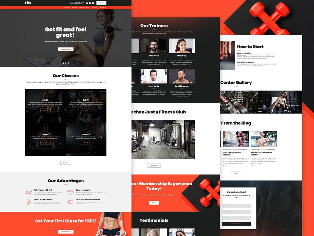 fitness website templates