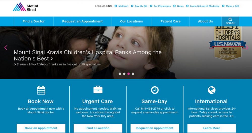 Mount Sinai medical website - weblium