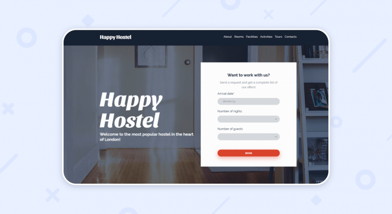 Landing page example