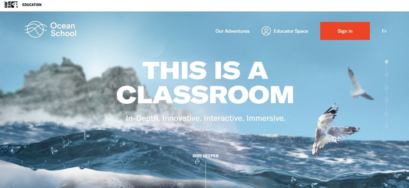 Ocean School: ocean background website example