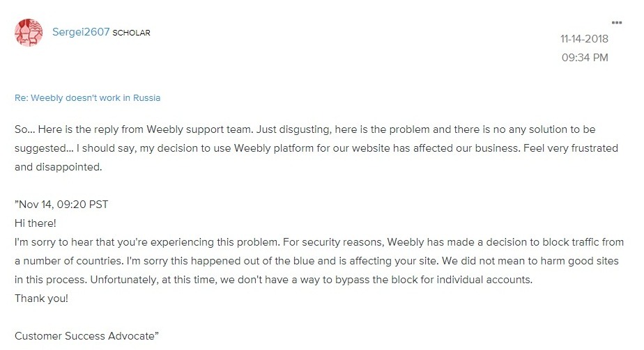 weebly no longer works in many former CIS countries (including Russia).