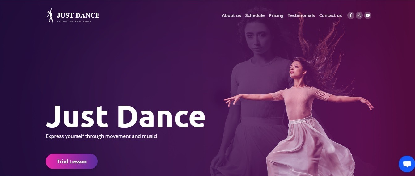 Just Dance studio (Weblium professional dance studio website template)