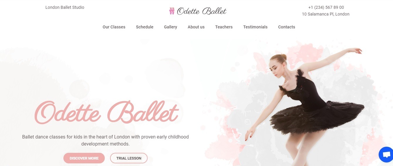 dance studio website - step 2