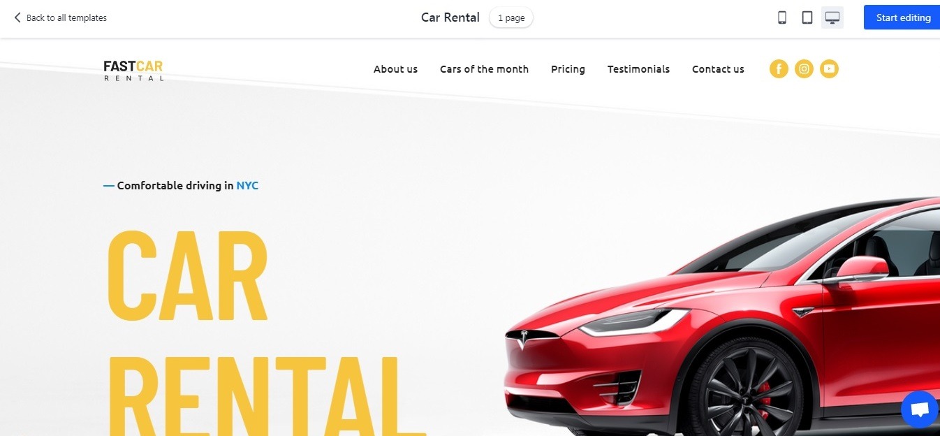 car rental white background website