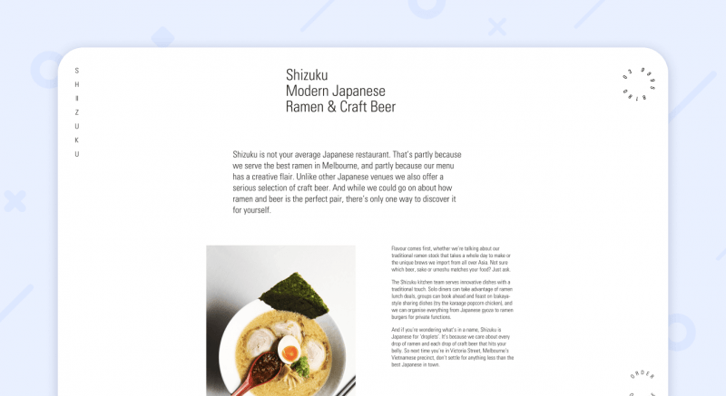 Shizuku web restaurant