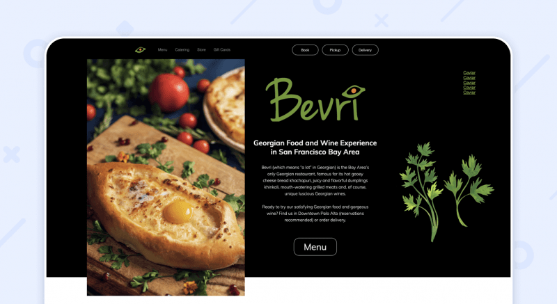 Bevri website restaurant