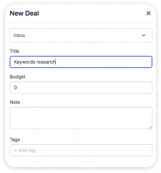 CRM adding deals manually