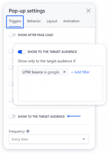 Showing a Pop-up to Your Target Audience with UTM