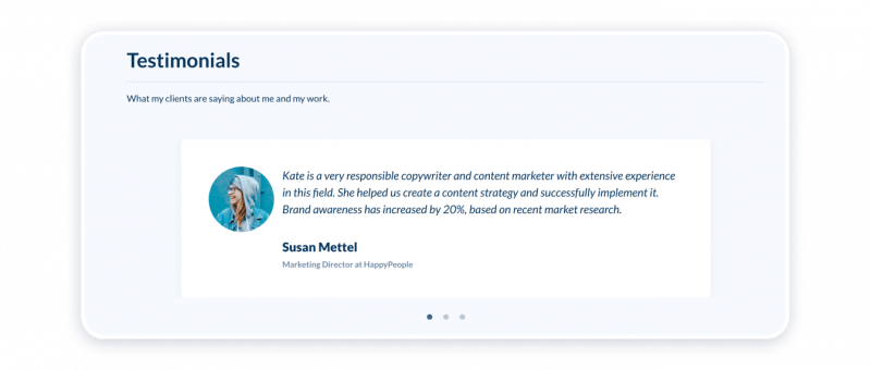 Marketing Portfolio Template Testimonials