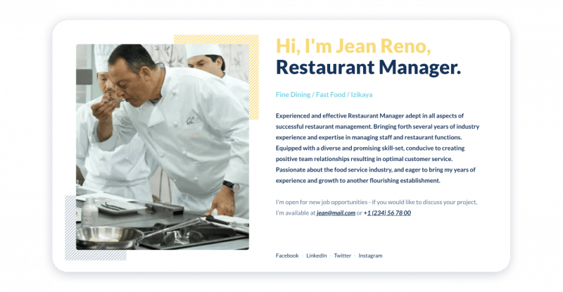 Effective Restaurant Manager Resume Structure