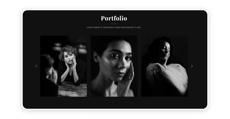 The portfolio element of the website