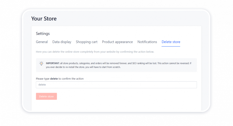 Deleting your store
