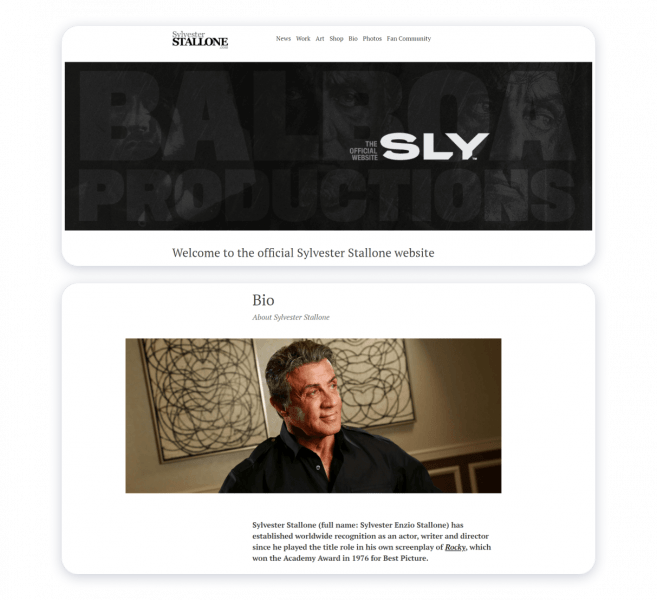 stallone actor websites example