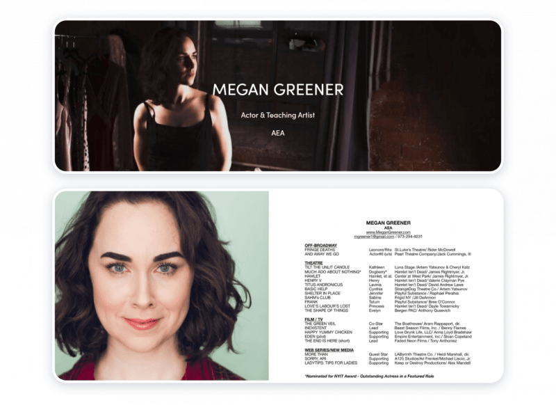 megan greener actress website