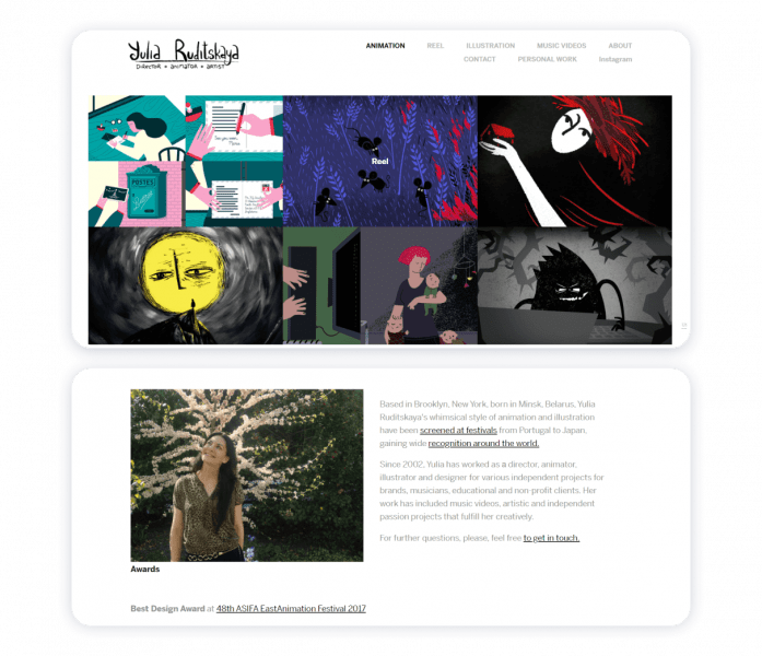 animation portfolio website