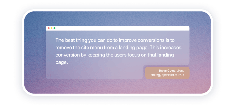 improve convercions on landing page vs website