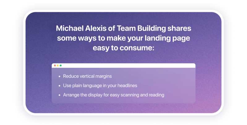 make your landing page easy