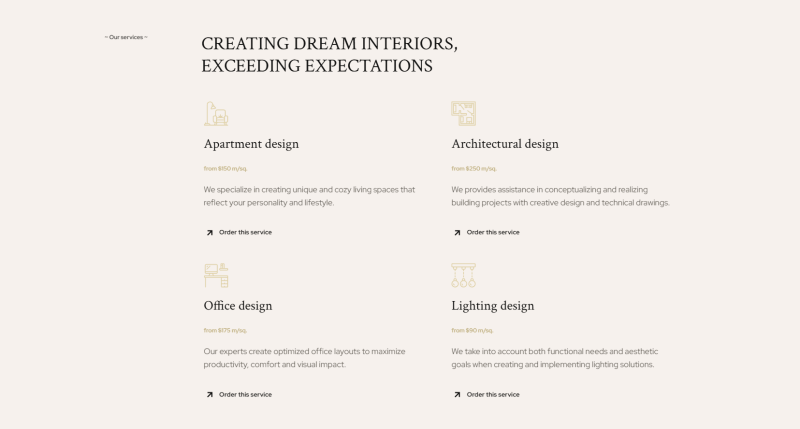 Interior design website template Weblium 2