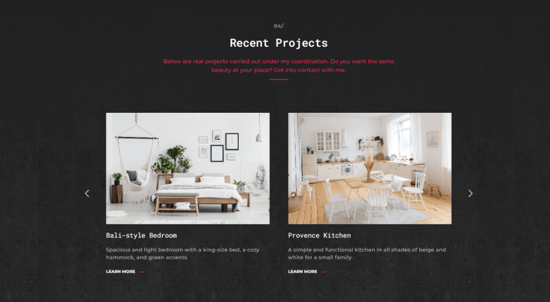 Interior design website template Weblium 4