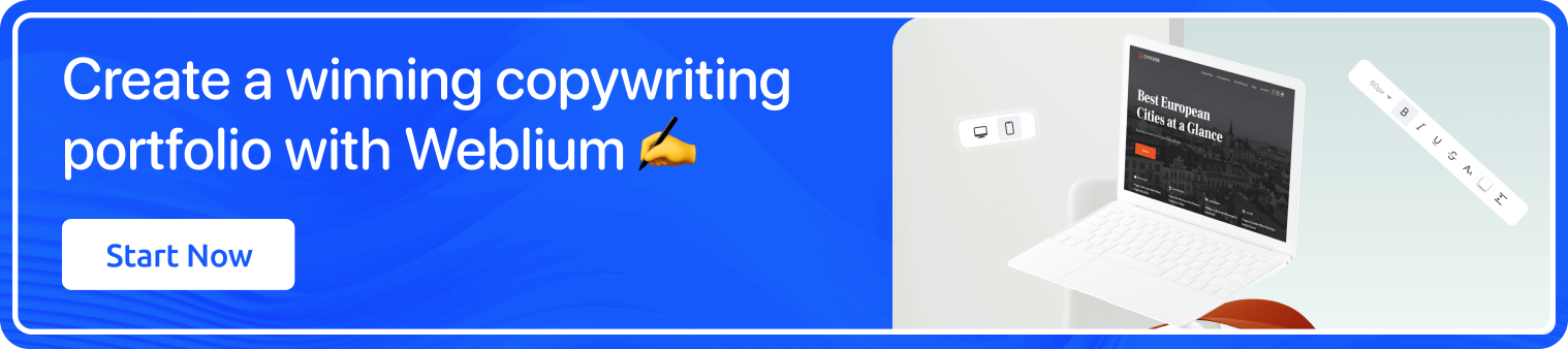 Create a a winning copywriting portfolio with Weblium 