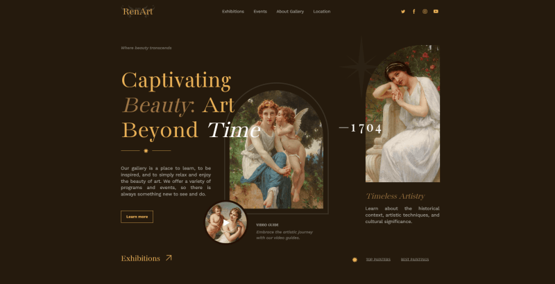 Art Gallery website template Weblium