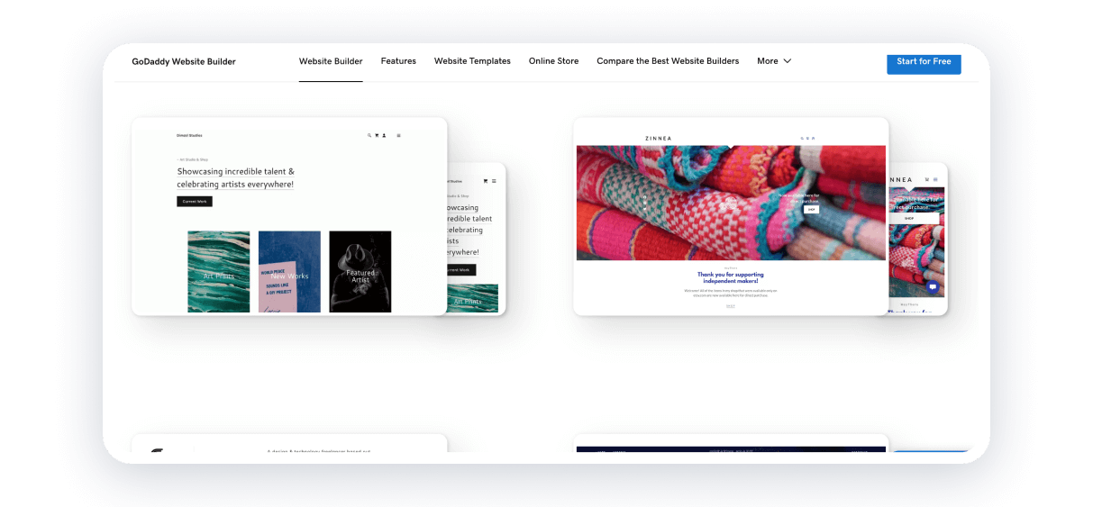 Best Website Builder for Artists portfolios GoDaddy