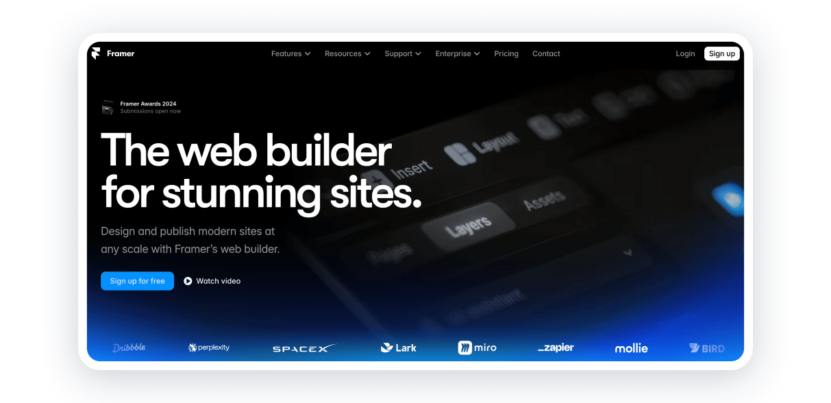 No Code Website Builder Framer 