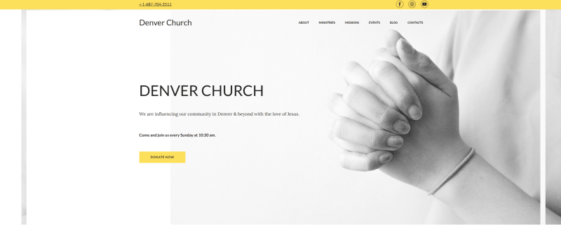 Church website template Weblium