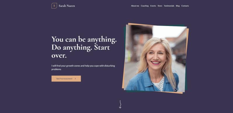 Life coaching website template Weblium