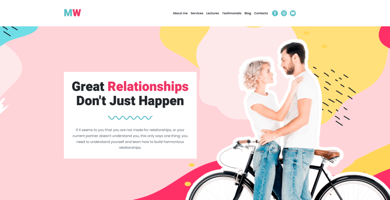 Relationship coaching website template Weblium