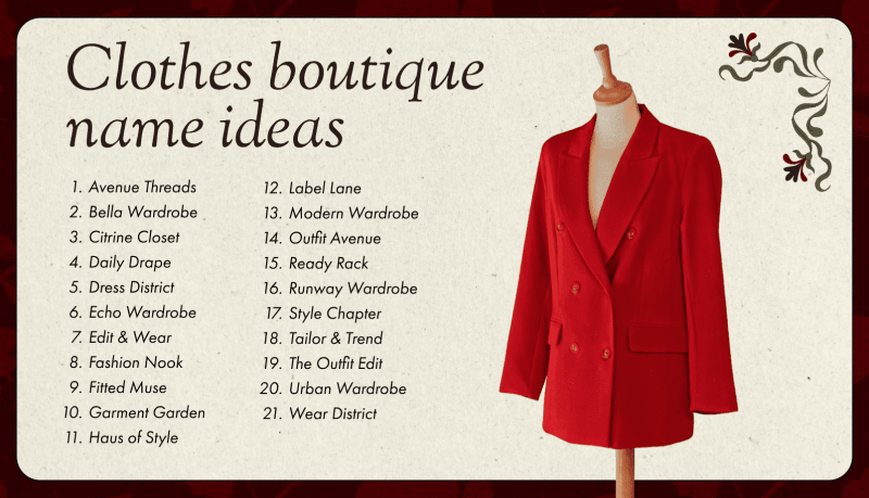 Clothes boutique names Weblium