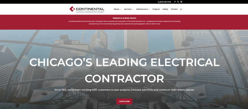 Continental - contractor web design