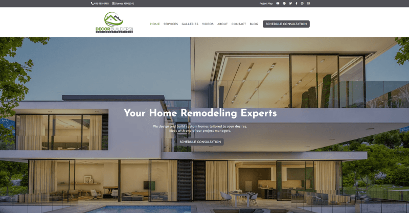 Decor Builders - general contractor website example