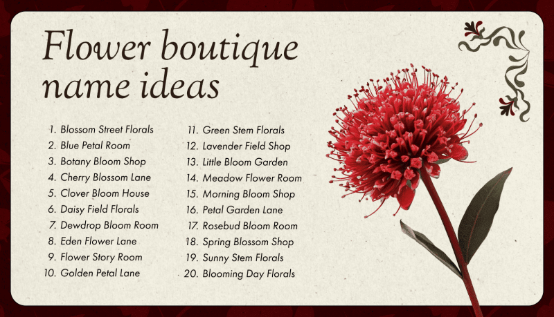 Flower boutique names Weblium
