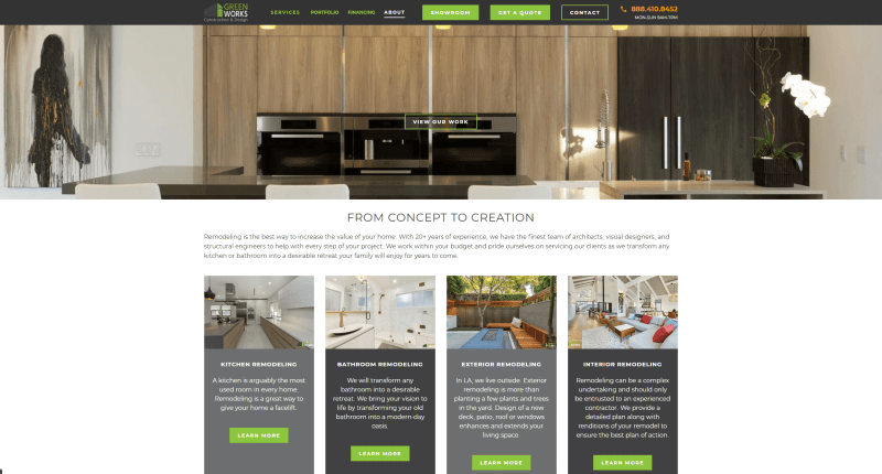 Greenworks - commercial contractor website design