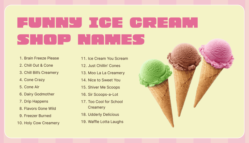 Funny ice cream shop names Weblium