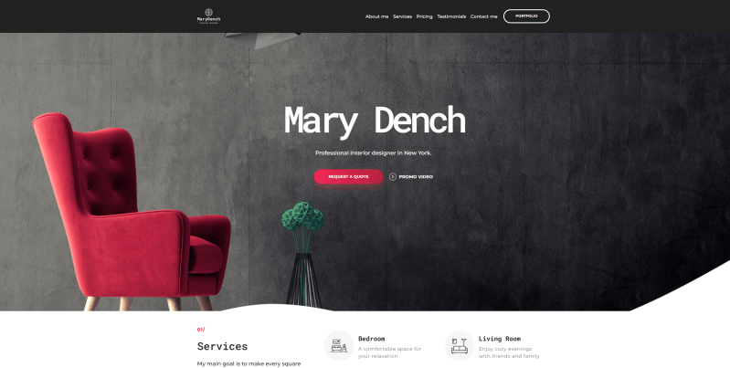 Interior designer website template Weblium