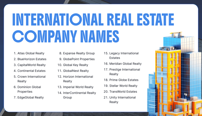 International real estate company names Weblium