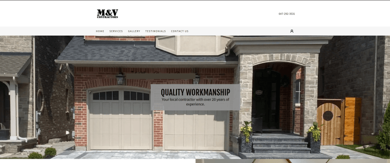 M&V - contractor website example