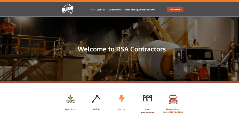 RSA Contractors - contractor website example