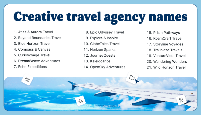 Creative travel agency names Weblium