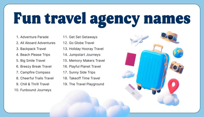 Fun travel agency names Weblium